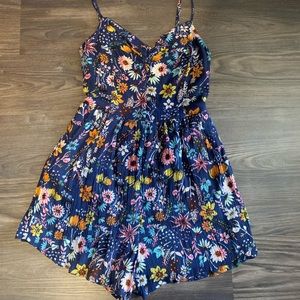 Blue floral romper